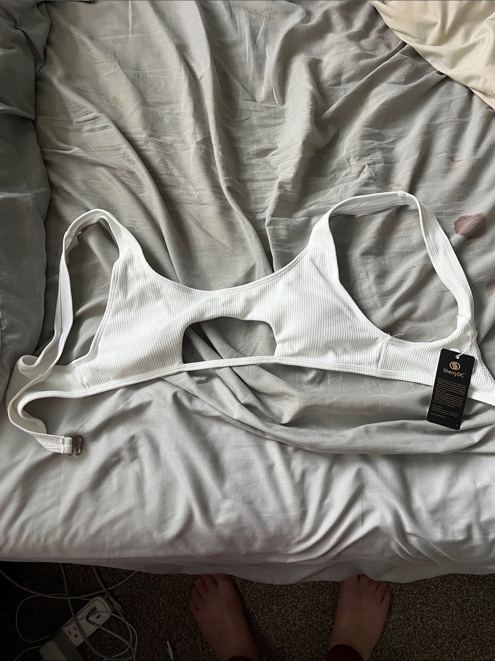 Sherry DC- White ribbed under boob bikini set